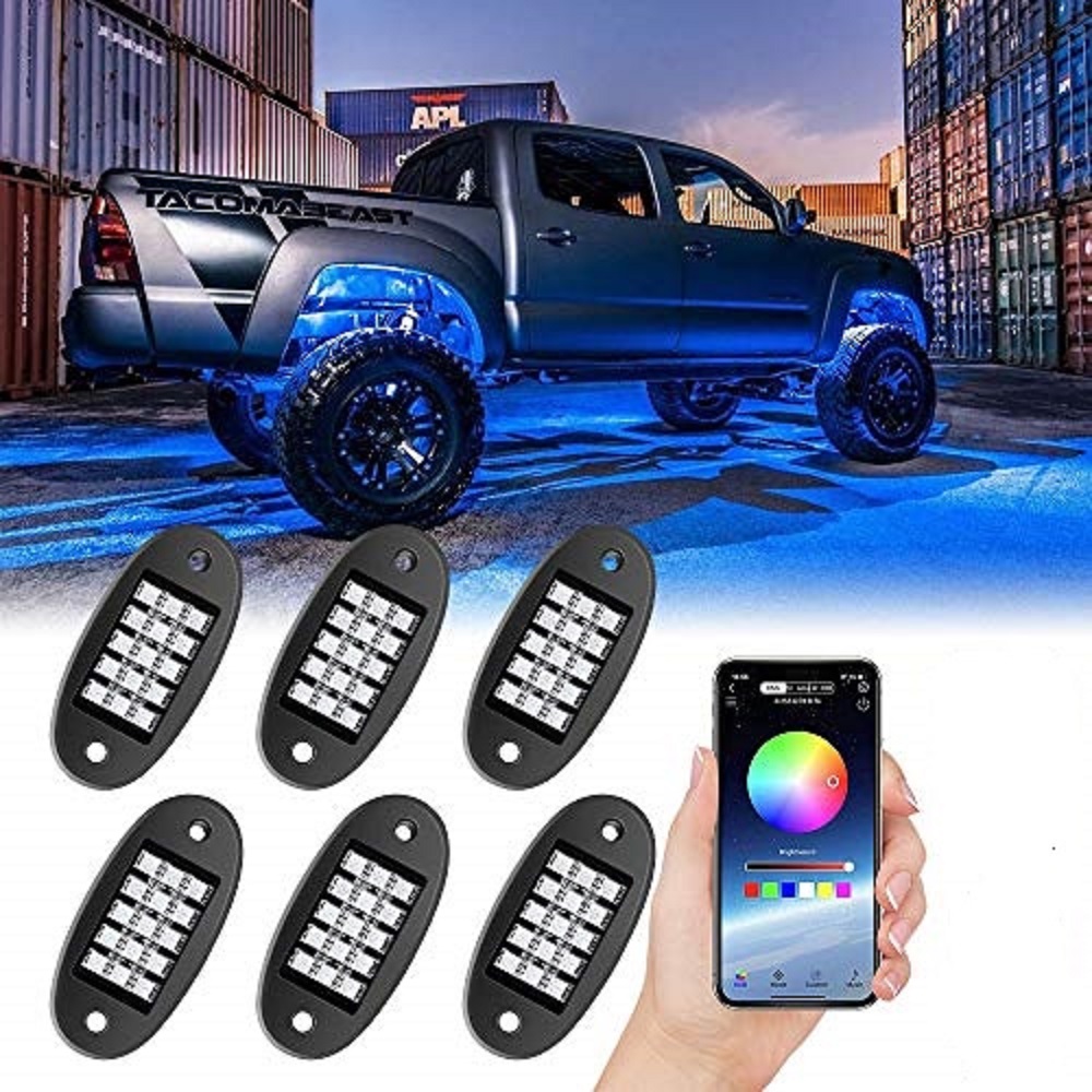 6 Pods 12V Multicolor Car LED Underglow Light Kits