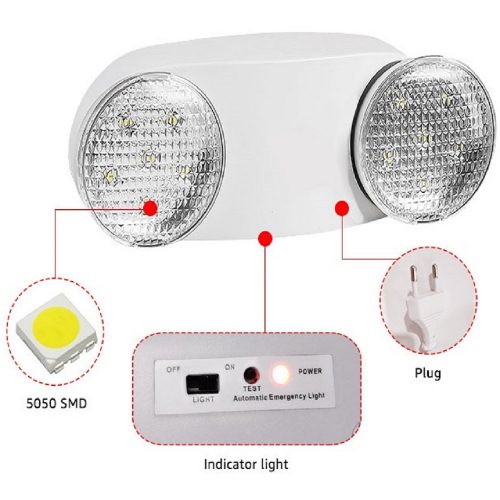 LAMPARA DE EMERGENCIA RECARGABLE 2X2W. AUTONOMIA 3 A 4 HRS
